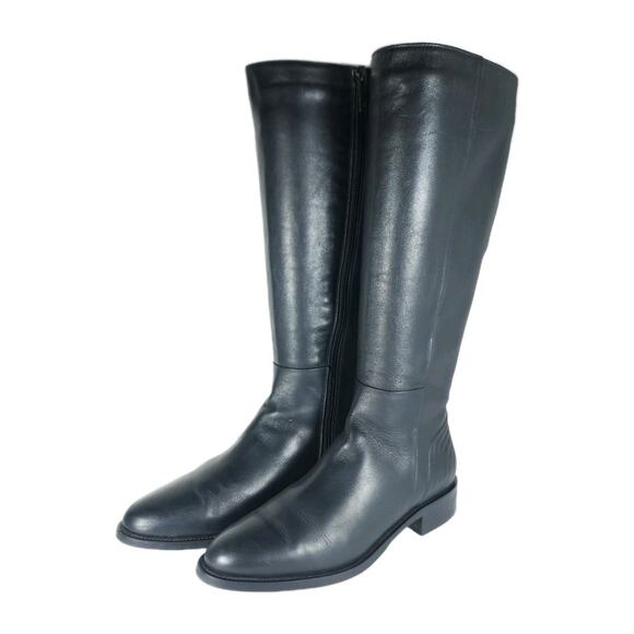 Aquatalia Women's Nathalia US7M Black Leather Water Resistant Tall Riding Boots - Picture 1 of 16